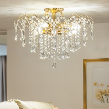 Brilagi - Surface-mounted chandelier CRYSTAL 6xE14/60W/230V gold