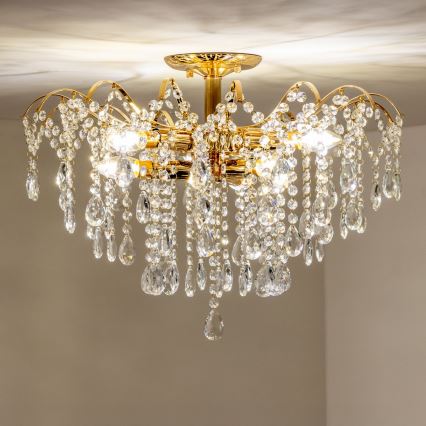 Brilagi - Surface-mounted chandelier CRYSTAL 6xE14/60W/230V gold