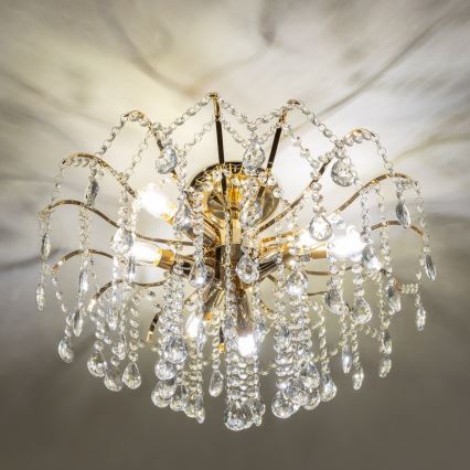 Brilagi - Surface-mounted chandelier CRYSTAL 6xE14/60W/230V gold