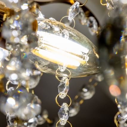 Brilagi - Surface-mounted chandelier CRYSTAL 6xE14/60W/230V gold