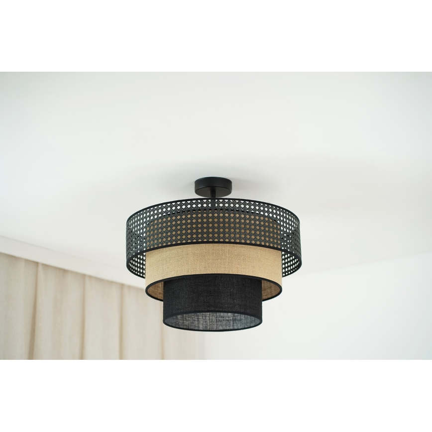 Brilagi - Surface-mounted chandelier DAKOTA LUNETA 1xE27/15W/230V d. 45 cm black/rattan