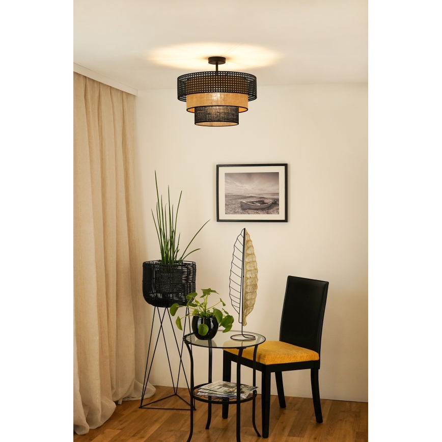 Brilagi - Surface-mounted chandelier DAKOTA LUNETA 1xE27/15W/230V d. 45 cm black/rattan