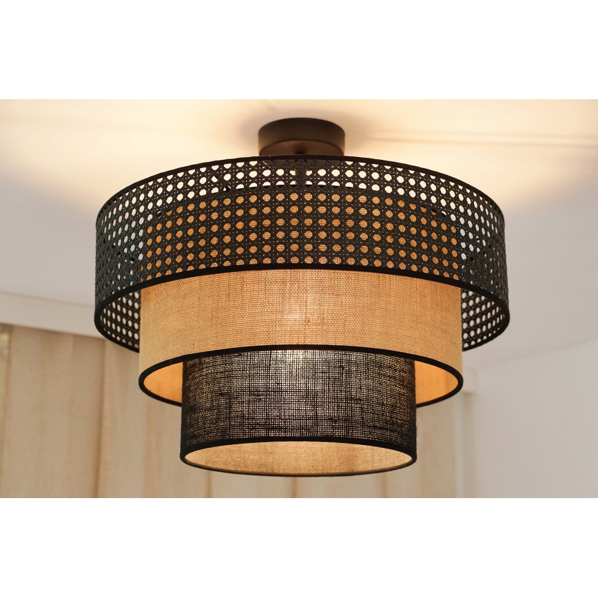 Brilagi - Surface-mounted chandelier DAKOTA LUNETA 1xE27/15W/230V d. 45 cm black/rattan