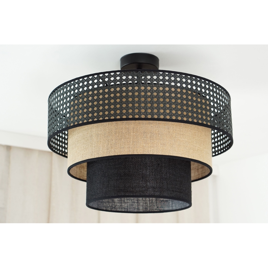 Brilagi - Surface-mounted chandelier DAKOTA LUNETA 1xE27/15W/230V d. 45 cm black/rattan