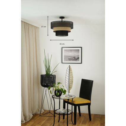 Brilagi - Surface-mounted chandelier DAKOTA LUNETA 1xE27/15W/230V d. 45 cm black/rattan