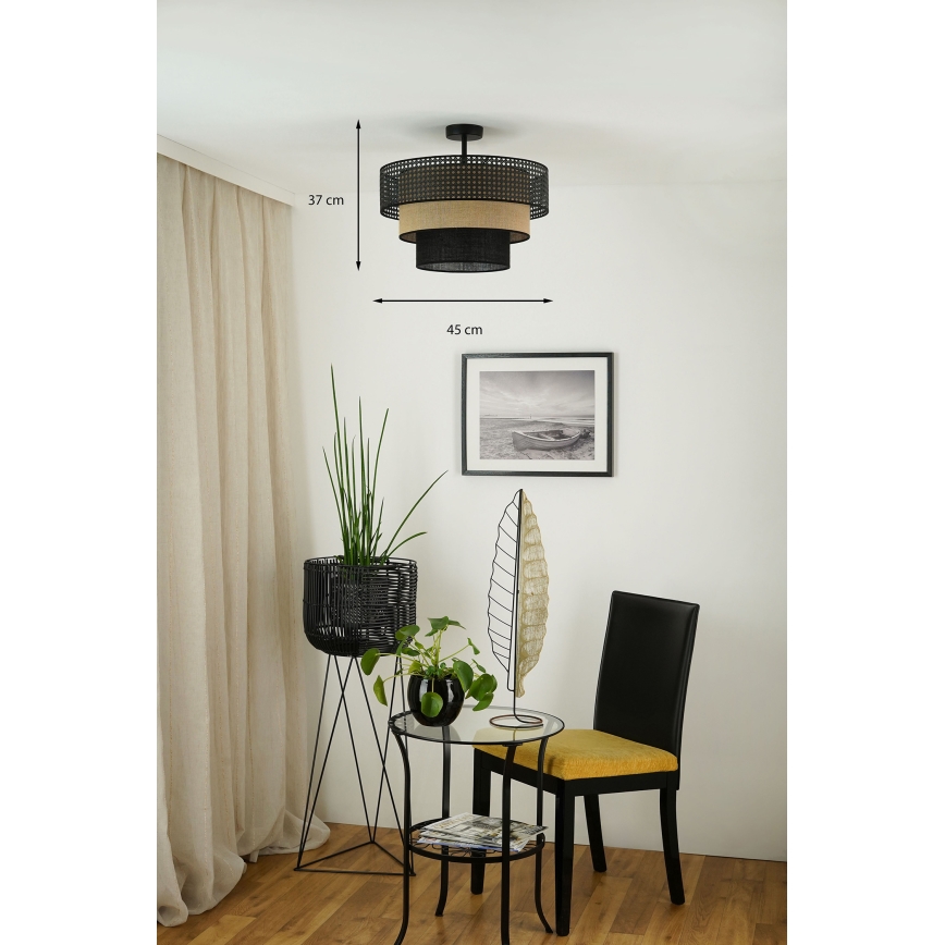 Brilagi - Surface-mounted chandelier DAKOTA LUNETA 1xE27/15W/230V d. 45 cm black/rattan