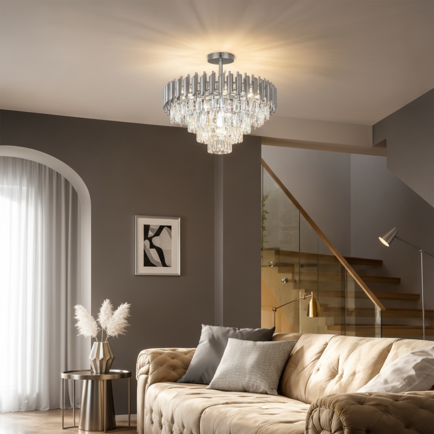 Brilagi - Surface-mounted chandelier ECLIPSE 7xE14/10W/230V Ø 48 cm silver