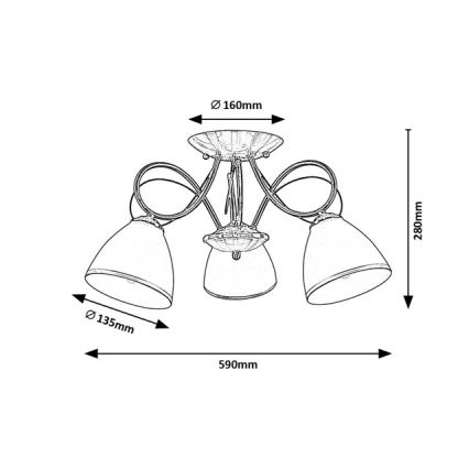 Brilagi - Surface-mounted chandelier FRED 3xE27/60W/230V Ø 59 cm, bronze finish
