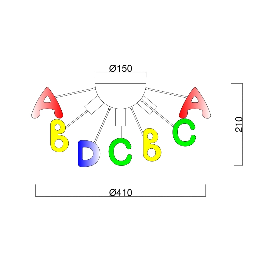 Brilagi - Surface-mounted chandelier KINDER 5xE14/40W/230V colorful