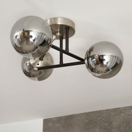 Brilagi - Surface-mounted chandelier MALIVA 3xE14/15W/230V matte chrome/smoked