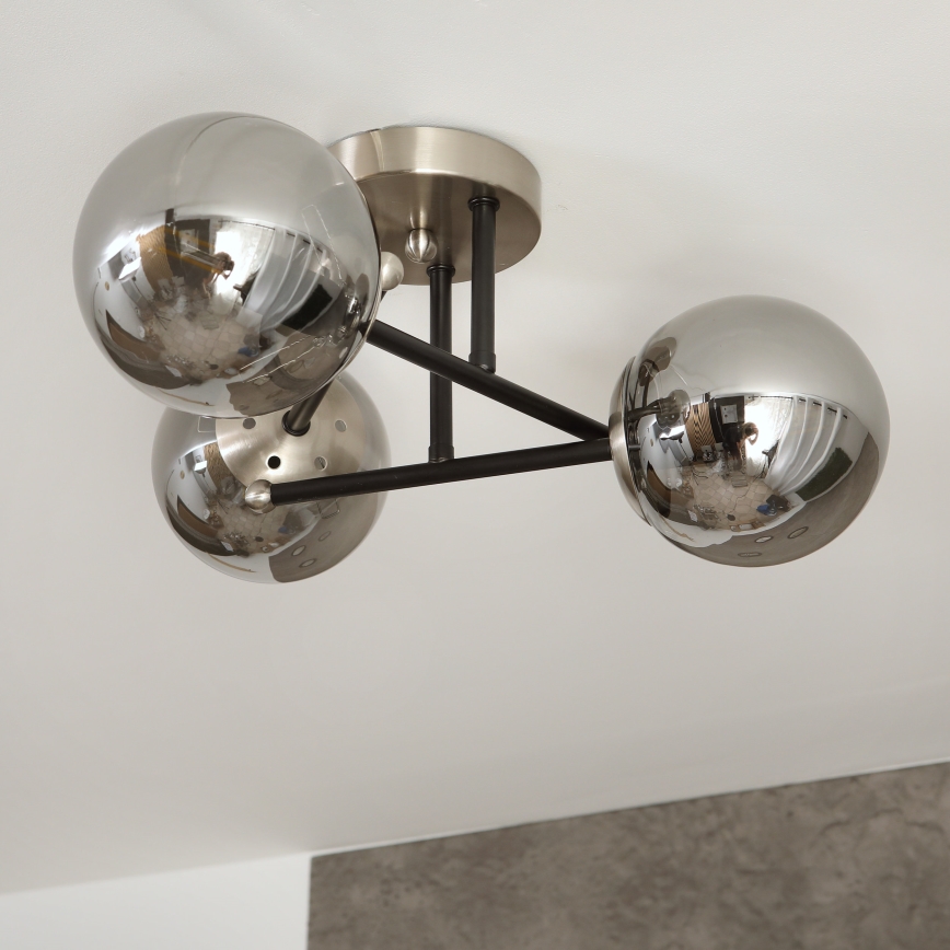 Brilagi - Surface-mounted chandelier MALIVA 3xE14/15W/230V matte chrome/smoked