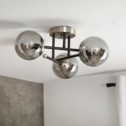 Brilagi - Surface-mounted chandelier MALIVA 3xE14/15W/230V matte chrome/smoked