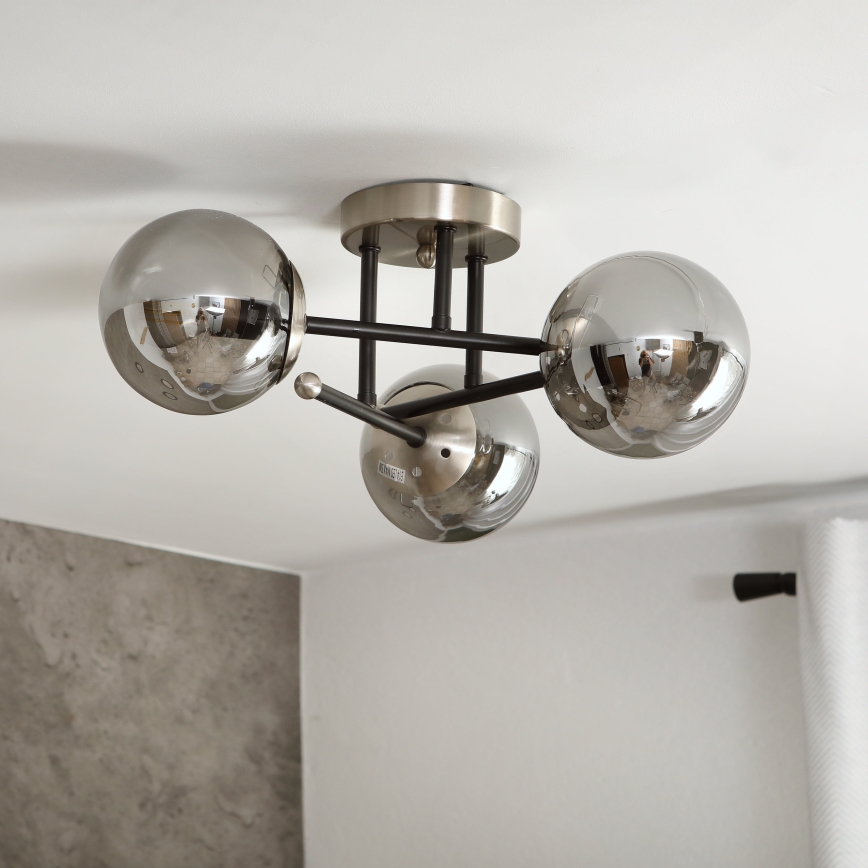 Brilagi - Surface-mounted chandelier MALIVA 3xE14/15W/230V matte chrome/smoked