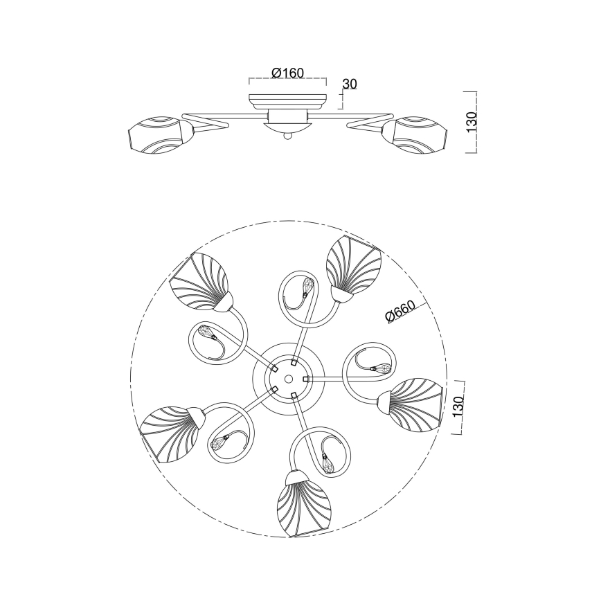 Brilagi - Surface-mounted chandelier MEGAPOLIS 5xE14/60W/230V gold