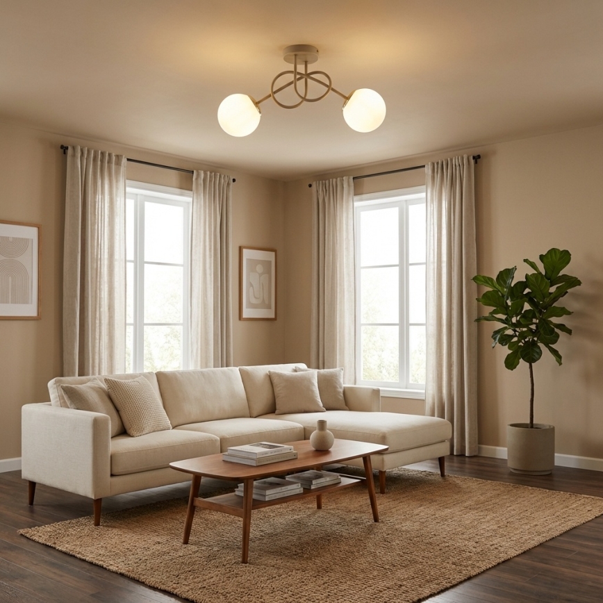 Brilagi - Surface-mounted chandelier MILO ECRU 2xE27/60W/230V beige/gold