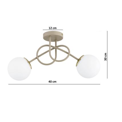 Brilagi - Surface-mounted chandelier MILO ECRU 2xE27/60W/230V beige/gold