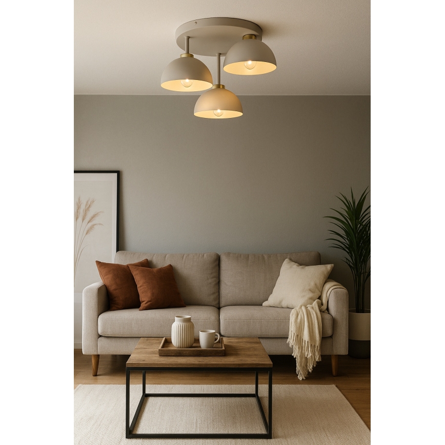 Brilagi - Surface-mounted chandelier MOON 3xE27/60W/230V beige/gold