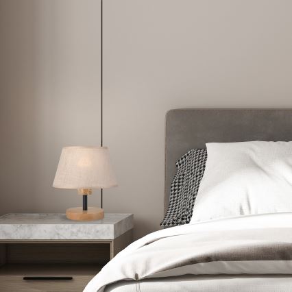 Brilagi - Table lamp ANTHONY 1xE27/60W/230V oak/beige