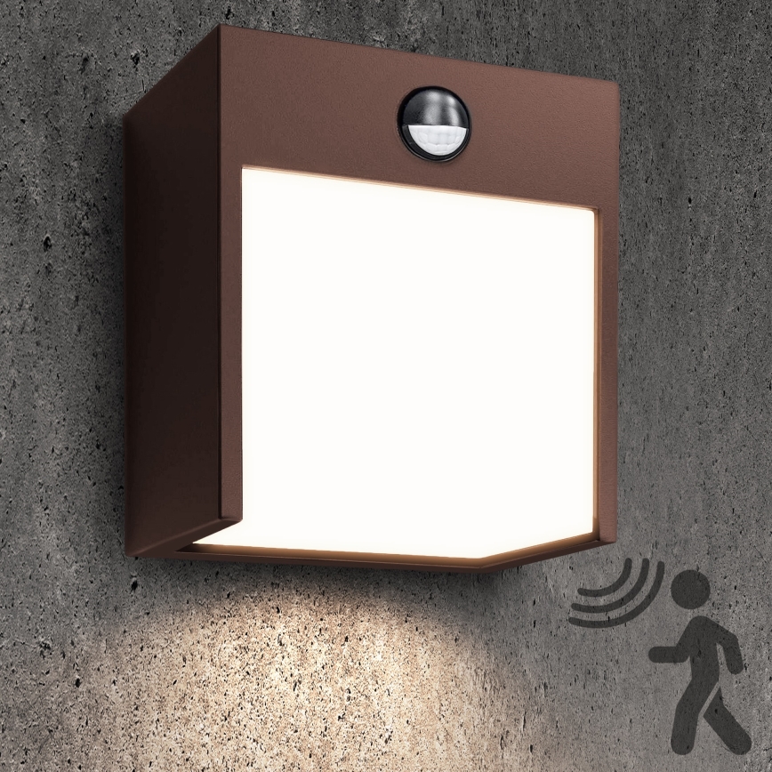 Brilagi - TERNI LED Outdoor Wall Light with Sensor LED/12W/230V, Brown, IP44