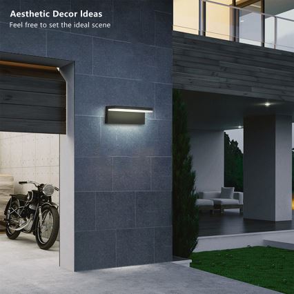 Brilagi - TESSI LED Outdoor Wall Light 10W/230V Black IP54