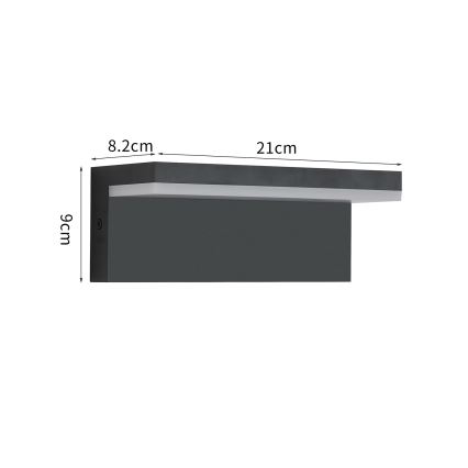 Brilagi - TESSI LED Outdoor Wall Light 10W/230V Black IP54