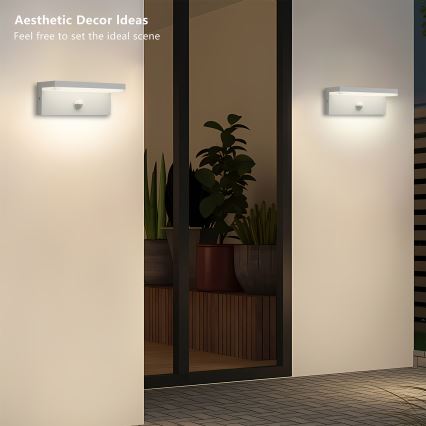 Brilagi - TESSI LED Outdoor Wall Light with Sensor, 10W/230V, White, IP54