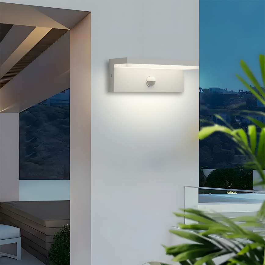 Brilagi - TESSI LED Outdoor Wall Light with Sensor, 10W/230V, White, IP54