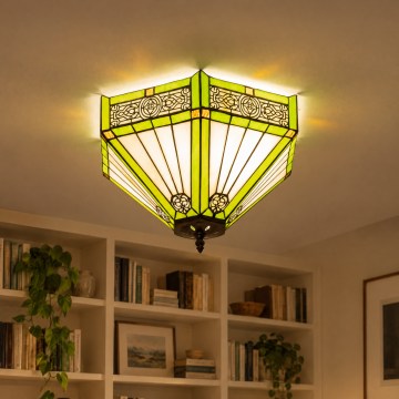 BRILAGI - Tiffany stained-glass ceiling light EMERALD 2xE27/60W/230V Ø 40 cm