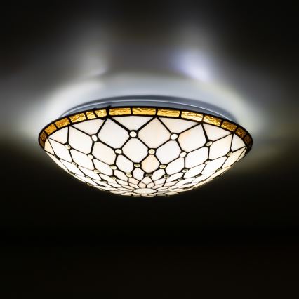 Brilagi - Tiffany stained-glass ceiling light IVORY 2xE27/60W/230V Ø 40 cm