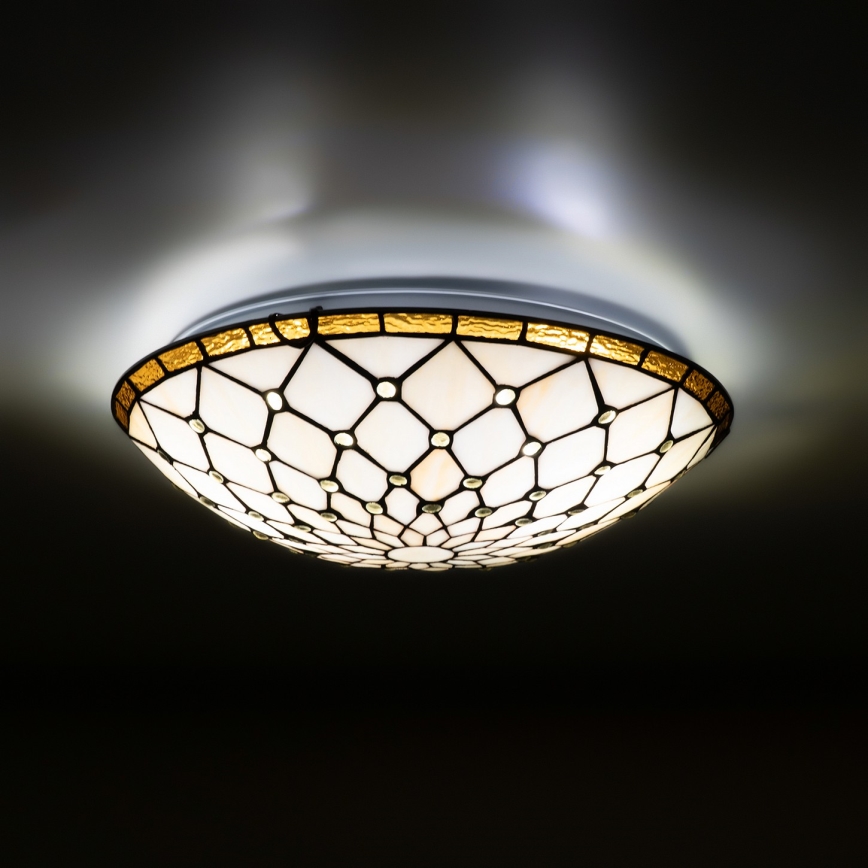 Brilagi - Tiffany stained-glass ceiling light IVORY 2xE27/60W/230V Ø 40 cm