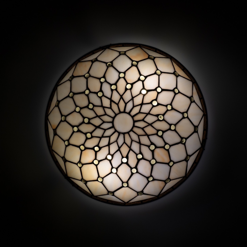 Brilagi - Tiffany stained-glass ceiling light IVORY 2xE27/60W/230V Ø 40 cm
