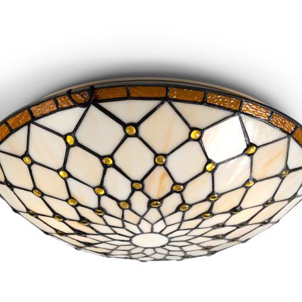 Brilagi - Tiffany stained-glass ceiling light IVORY 2xE27/60W/230V Ø 40 cm