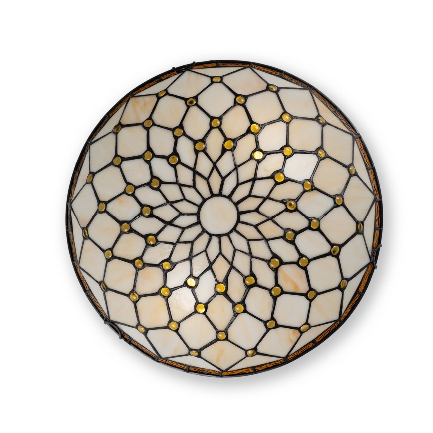 Brilagi - Tiffany stained-glass ceiling light IVORY 2xE27/60W/230V Ø 40 cm