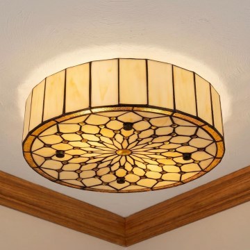 BRILAGI - Tiffany stained-glass ceiling light IVORY 2xE27/60W/230V Ø 40 cm