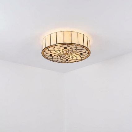 Brilagi - Tiffany stained-glass ceiling light Ivory, 3 x E27 (max. 60W), 230V, dia. 40 cm