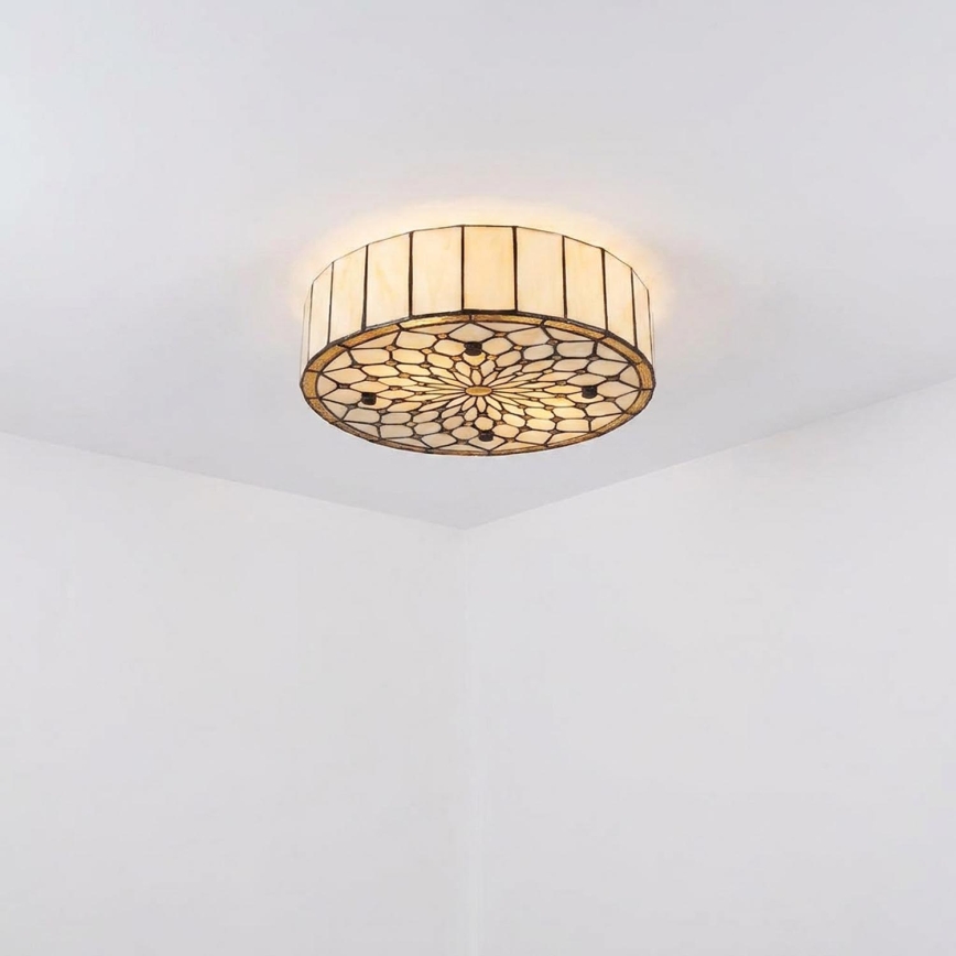 Brilagi - Tiffany stained-glass ceiling light Ivory, 3 x E27 (max. 60W), 230V, dia. 40 cm