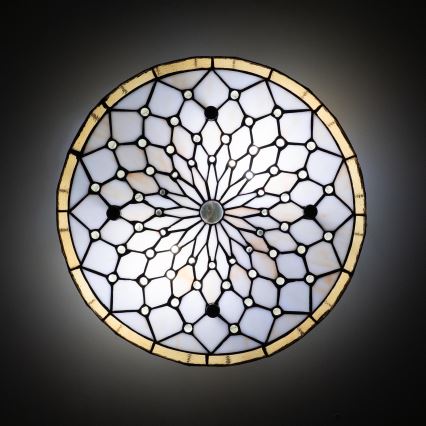 Brilagi - Tiffany stained-glass ceiling light Ivory, 3 x E27 (max. 60W), 230V, dia. 40 cm