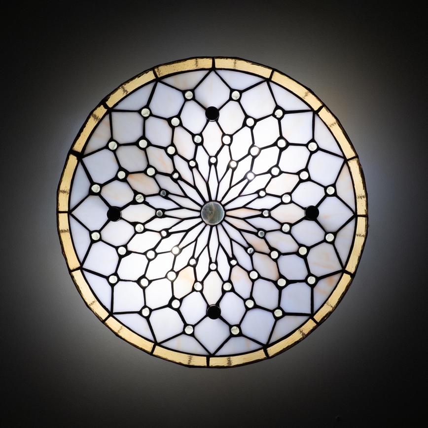 Brilagi - Tiffany stained-glass ceiling light Ivory, 3 x E27 (max. 60W), 230V, dia. 40 cm