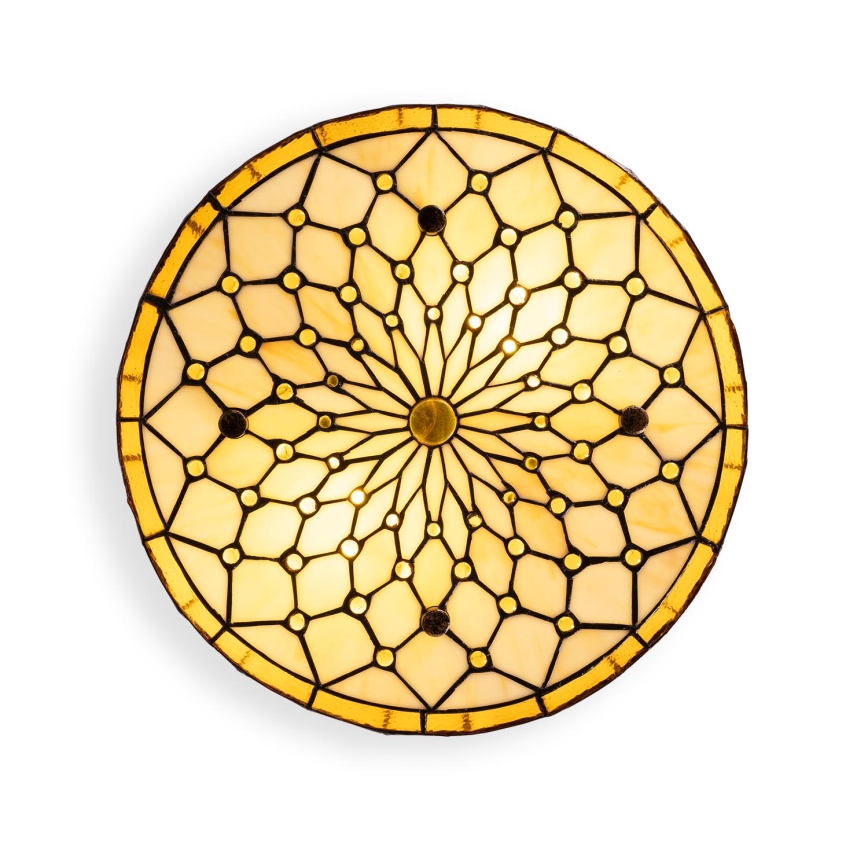 Brilagi - Tiffany stained-glass ceiling light Ivory, 3 x E27 (max. 60W), 230V, dia. 40 cm