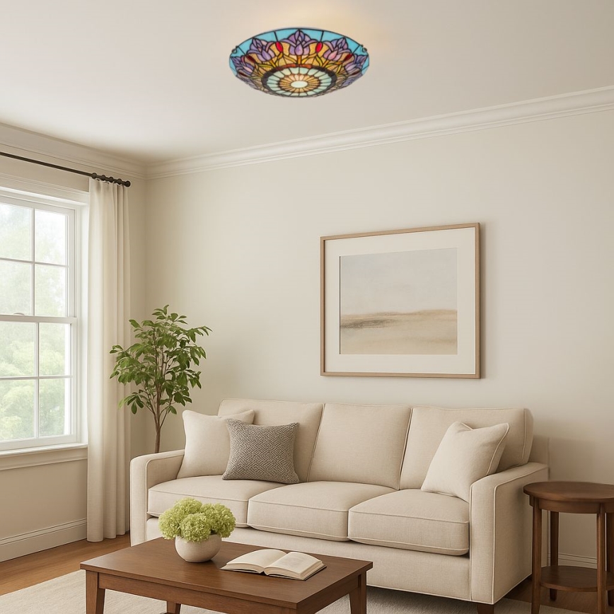 Brilagi - Tiffany stained-glass ceiling light LORAS 2xE27/60W/230V