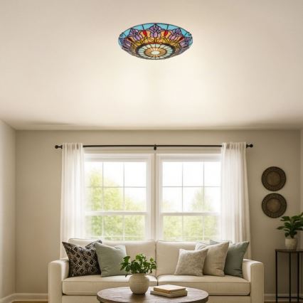 Brilagi - Tiffany stained-glass ceiling light LORAS 2xE27/60W/230V