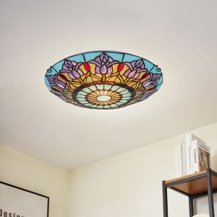 Brilagi - Tiffany stained-glass ceiling light LORAS 2xE27/60W/230V
