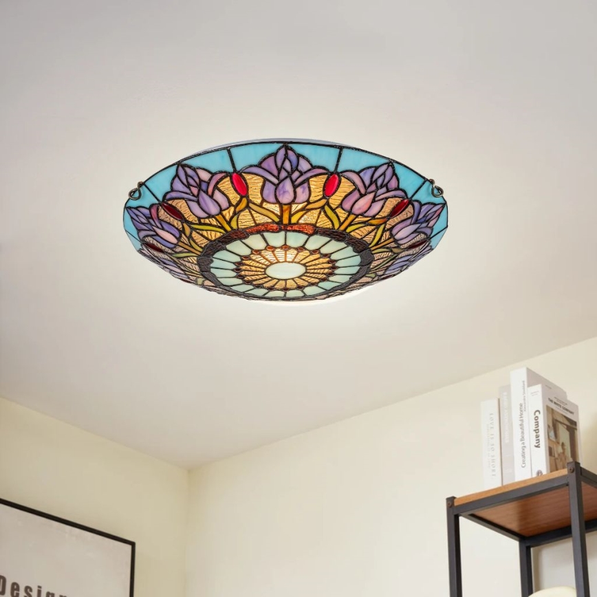 Brilagi - Tiffany stained-glass ceiling light LORAS 2xE27/60W/230V