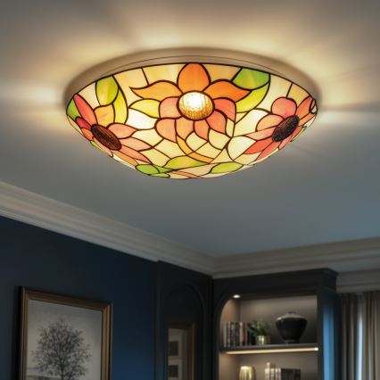 Brilagi - Tiffany stained-glass ceiling light SUNFLOWER 2xE27/60W/230V Ø 40 cm