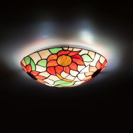 Brilagi - Tiffany stained-glass ceiling light SUNFLOWER 2xE27/60W/230V Ø 40 cm