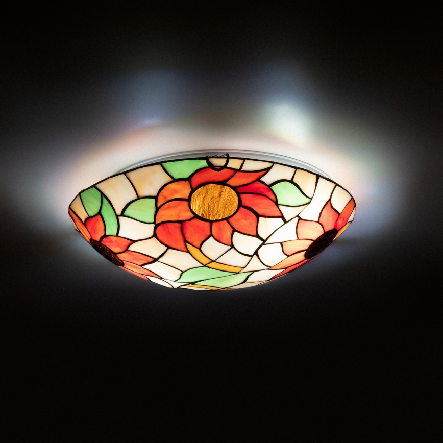 Brilagi - Tiffany stained-glass ceiling light SUNFLOWER 2xE27/60W/230V Ø 40 cm