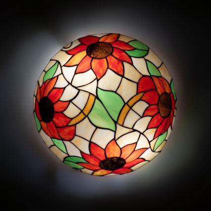 Brilagi - Tiffany stained-glass ceiling light SUNFLOWER 2xE27/60W/230V Ø 40 cm