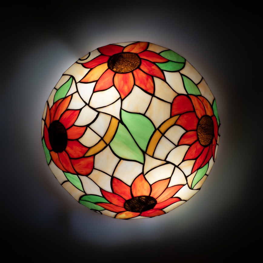 Brilagi - Tiffany stained-glass ceiling light SUNFLOWER 2xE27/60W/230V Ø 40 cm