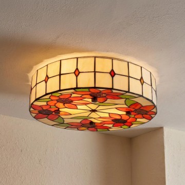 BRILAGI - Tiffany stained-glass ceiling light SUNFLOWER 2xE27/60W/230V Ø 40 cm