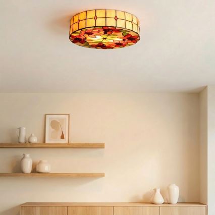 Brilagi - Tiffany stained-glass ceiling light SUNFLOWER 3xE27/60W/230V Ø 40 cm